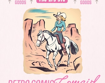 Retro Cowgirl Clipart: Vintage Cowboy PNG SVG Vector (Digital Download)