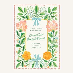 Fancy Floral Frames Art | Wedding Invitation Graphics | illustrated florals |  Wedding Frame Illustration | Wedding Clipart | Printable