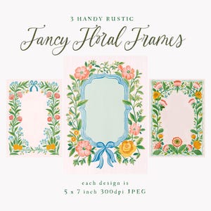 Fancy Floral Frames Art | Wedding Invitation Graphics | illustrated florals |  Wedding Frame Illustration | Wedding Clipart | Printable