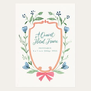Fancy Floral Frames Art | Wedding Invitation Graphics | illustrated florals |  Wedding Frame Illustration | Wedding Clipart | Printable