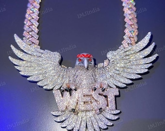 Iced Out Adler Anhänger - Individueller Hip-Hop Anhänger für Herren | VVS1 Moissanite Diamant Iced Out Schmuck | Einzigartiger Vogel Anhänger