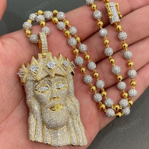 Iced Out 3D Jesus-hänge, anpassat hiphop-hänge för män, hiphop-smycken, Iced Out Jesus-berlock, moissanit-hänge, rapparhänge