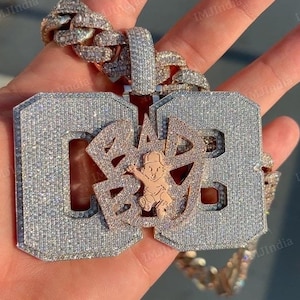 Personalised Moissanite Number Pendant - Custom Letter Iced Out Hip-Hop Pendant for Men | Rapper Jewelry | 925 Silver | Men Hip Hop Jewelry
