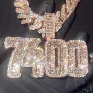 Rapper Pendant Numbers Fully Iced Out Custom Number Pendant, VVS1 D Color Moissanite, Custom ...