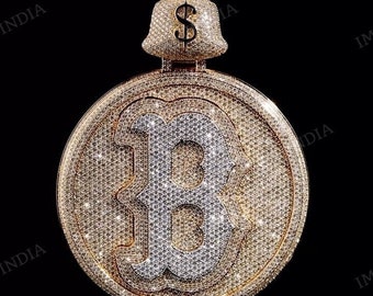 Custom B Letter Pendant, Iced Out Logo Pendant, Hip Hop