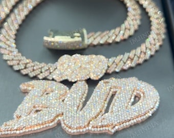 Benutzerdefinierter Drei-Buchstaben-Anhänger, VVS1 D Moissanit, Iced Out-Buchstaben-Anhänger, Initial-Hip-Hop-Anhänger, Herren-Alphabet-Anhänger, individuelle Öse