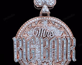 Iced Out Circle-medaillonhanger met aangepast logo of aangepaste letter, Moissaniet-diamanten, Ace Design Borgtocht, hiphophanger voor heren, Rapperkettingen