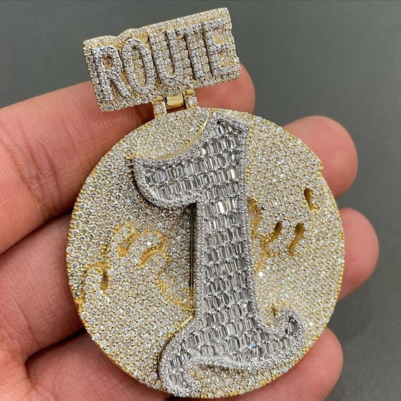 Bestseller Iced Out Circle Hip Hop Pendant, Custom Name/Number/Logo Pendant, VVS1 Moissanite Pendant, Letter Bail, Two Tone Iced Out Pendant