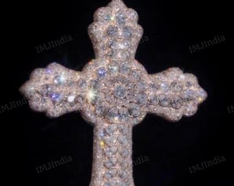 Iced Out Jesus Cross Pendant, Custom Hip Hop Pendant For Men, Hip Hop Jewelry, Iced Out Jesus Charm, Moissanite Pendant, Rapper Pendant