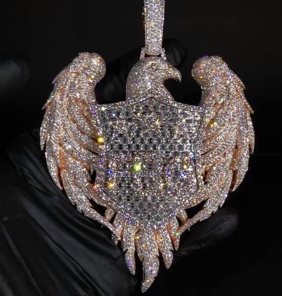 Iced Out Eagle Pendant, Eagle Bird Pendant, VVS Moissanite Diamond