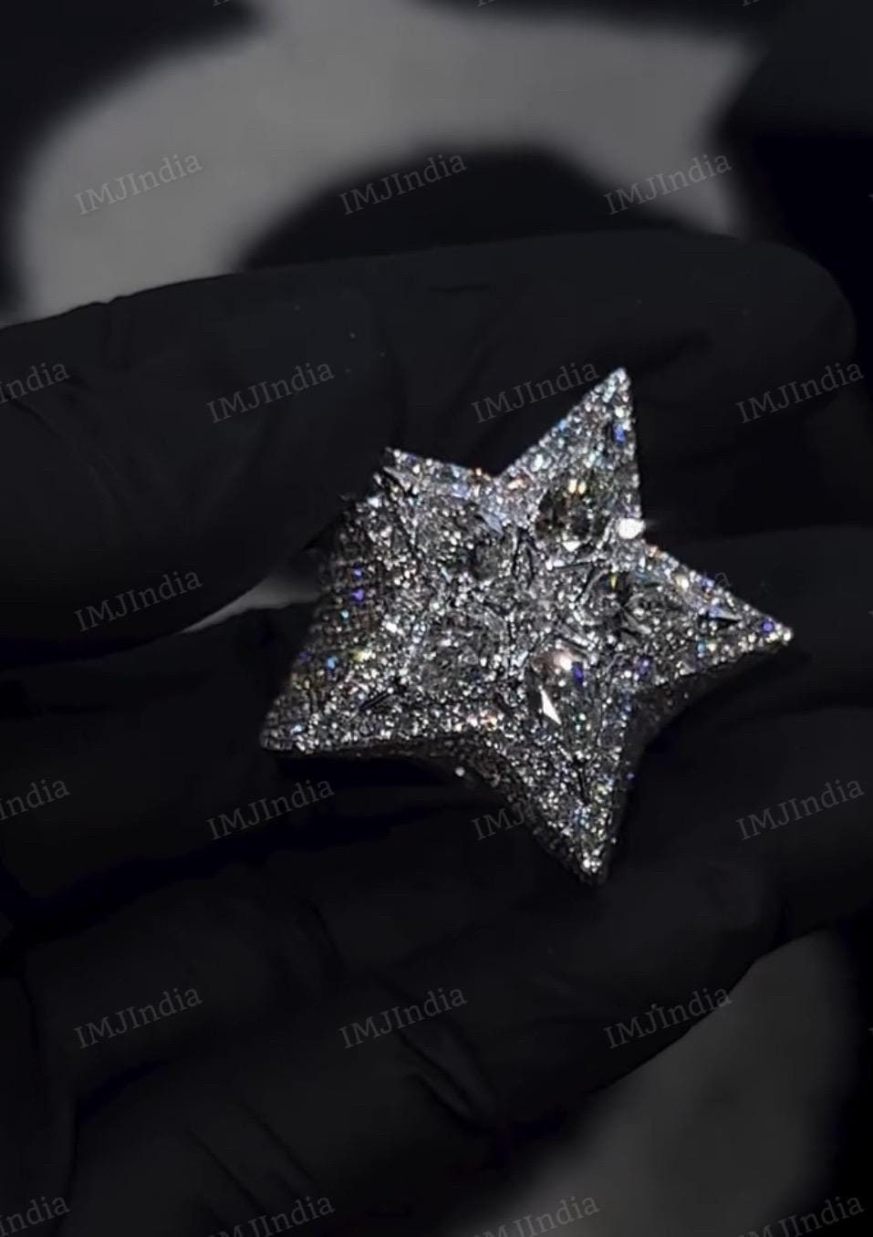 Iced Out Ring, Star Ring for Men, Custom Moissanite Ring, GRA Certified ...