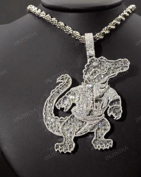 Custom Alligator Pendant, Iced Out Crocodile Pendant, Hip Hop