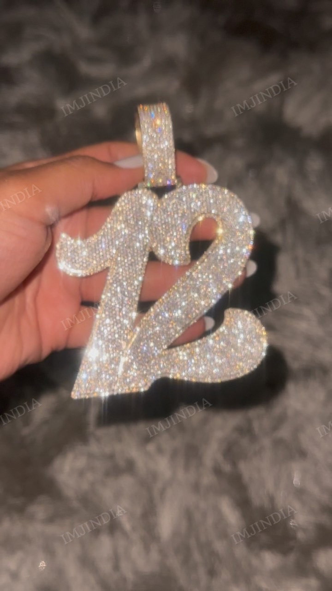 Iced Out Number Pendant: Custom Moissanite Sterling Silver Charm - Etsy