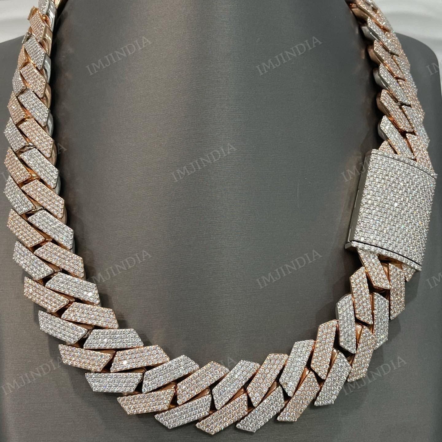 Iced Out 24MM Cuban Chain VVS1 D Color Moissanite, 925 Iced Out 24MM Cuban Chain VVS1 D Color Moissanite, 925
