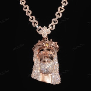 3D Jesus Face Pendant, Iced Out Moissanite Diamond Pendant, Religious Jewelry, Custom Charm Necklace, 925 Silver Jesus Pendant, Men Jewelry