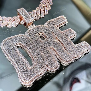Benutzerdefinierter „DRE“-Buchstabenanhänger, VVS echter Moissanit, benutzerdefinierter Hip-Hop-Anhänger, Iced-Out-Anhänger, Charm-Anhänger, 925 Silber, Pass Diamond Tester