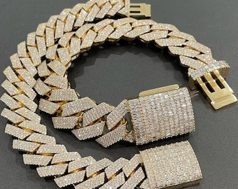 20MM Iced Out Cuban Bracelet, Miami Cuban Bracelet For Men, Hip Hop Bracelet, VVS1 D Moissanite Diamonds, Rapper Cuban Bracelets, 925 Silver