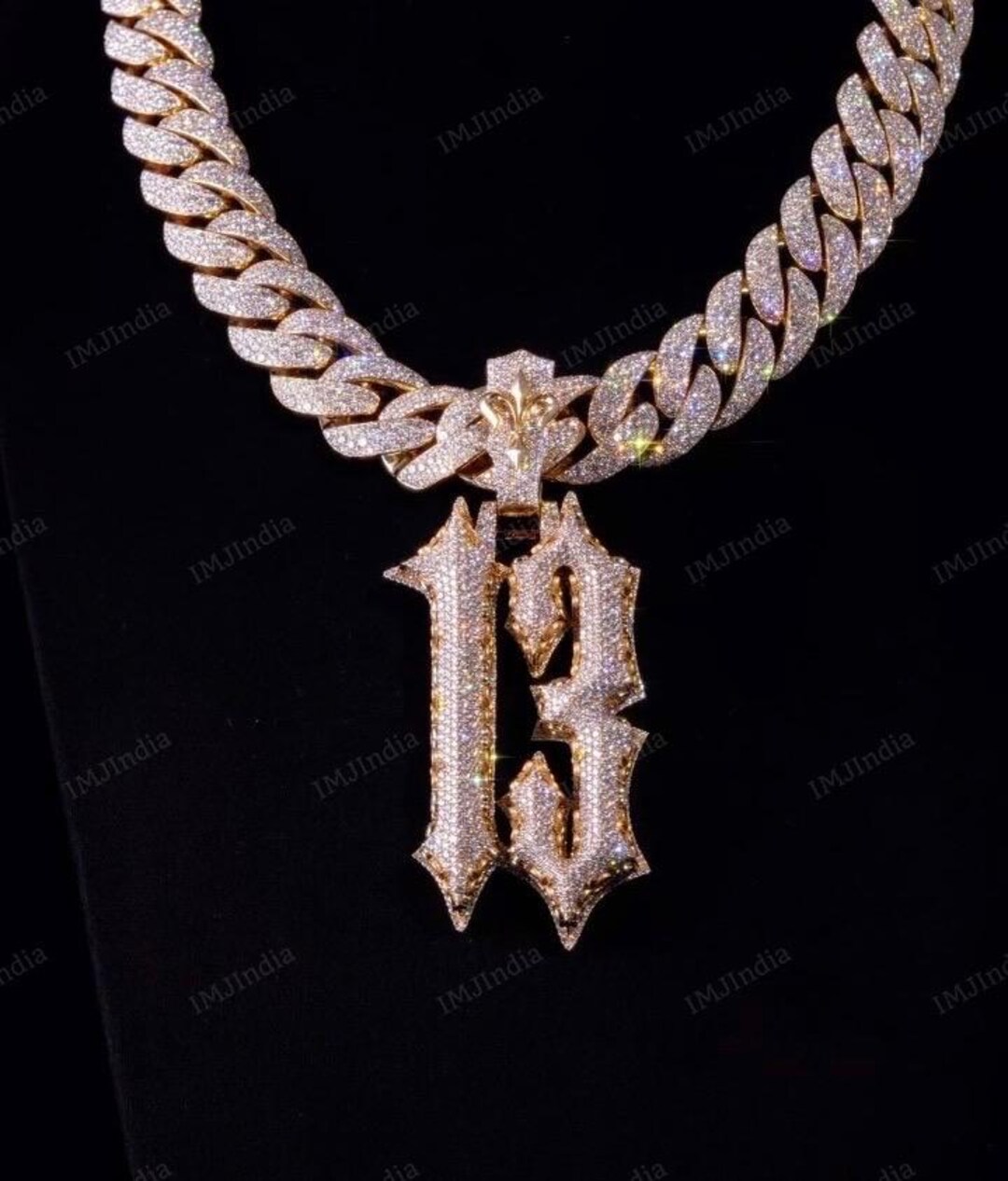 Iced Out 13 Number Pendant, 3D Fully Iced VVS1 Moissanite, Custom Lucky ...