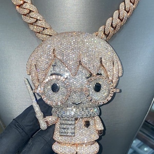 Iced Out Cartoon Hip Hop Anhänger Für Männer, Iced Out Cartoon Anhänger Für Ihn, VVS1 Moissanit Anhänger, 925 Silber, Geburtstagsgeschenk Für Ihn