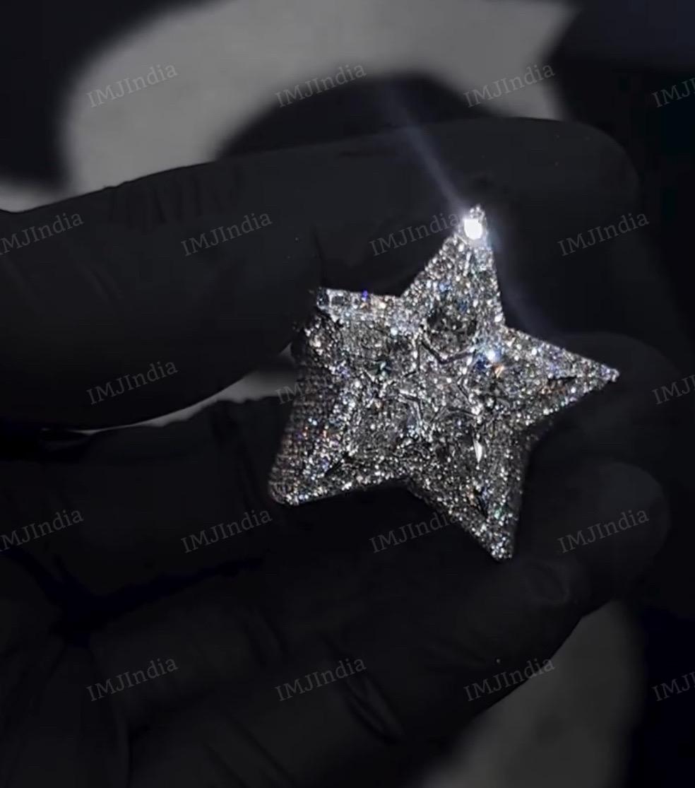 Iced Out Ring, Star Ring for Men, Custom Moissanite Ring, GRA Certified ...