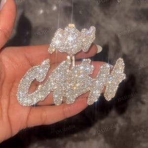 Custom Moissanite Pendant, Any Letters Silver VVS Moissanite Chain, Custom Icedout Pendant, Pass Diamond Tester