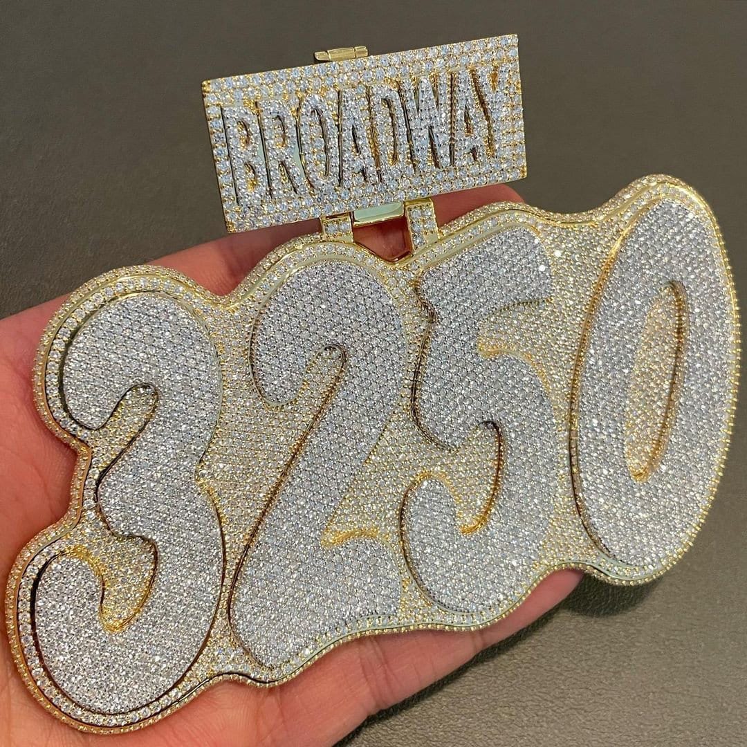 Fully Iced Out Custom Number Pendant, Custom Letter Bail, Real ...