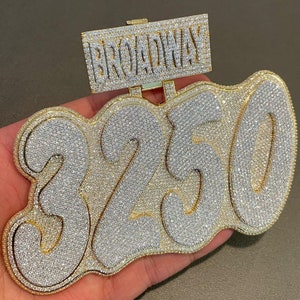 Fully Iced Out Custom Number Pendant, Custom Letter Bail, Real Moissanite Pendant, Custom HipHop Yellow Gold Pendant, Iced Out Charm Pendant