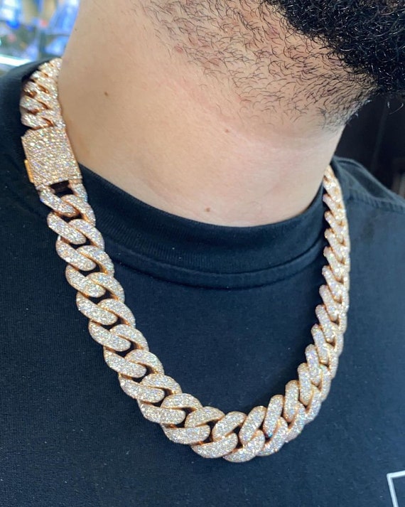 Iced Out 18MM Monaco Cuban Chain, VVS1 D Color Moissanite Iced Out 18MM Monaco Cuban Chain, VVS1 D Color Moissanite