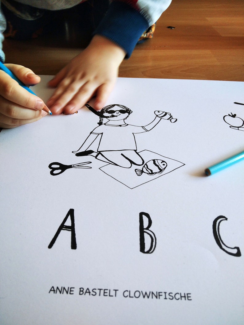 ABC poster. DIN A1. The alphabet for coloring for children. Perfect gift for enrollment. Poster. image 4