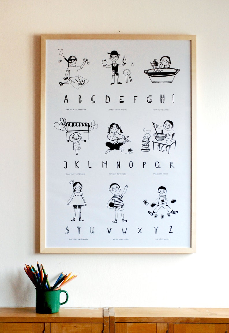 ABC poster. DIN A1. The alphabet for coloring for children. Perfect gift for enrollment. Poster. image 3