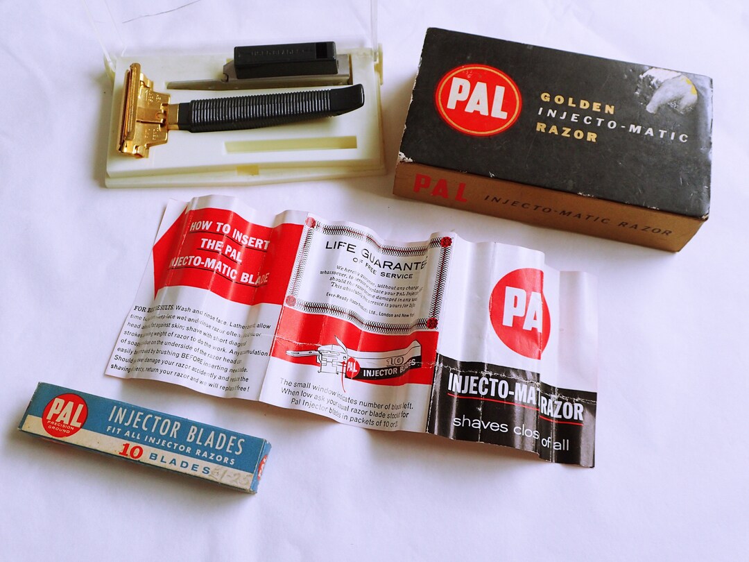 Vintage Pal Golden Injecto Matic Razor Set Etsy