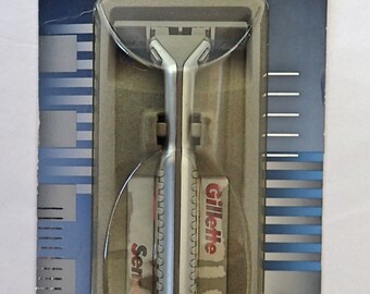 Vintage Gillette SENSOR EXCEL Sicherheitsrasierer noch versiegelt in der Originalverpackung von 1993