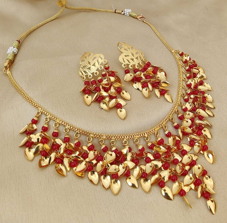 Jadau Chain Punjabi Jewelry Set With Earrings Jadau Necklace Etsy