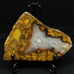 Yellow Moss and Quartz Crystal Agate Slab, Cut and Polished Turkish Agate Slice, North Ankara Slab, Slice Gemstone Lapidary Materials.