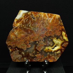 Red and Yellow Stick Agate Slab, Geode Agate Slab, Metaphysical Crystals, Polished Turkish Agate Slice, Slice Gemstone Lapidary Materials.