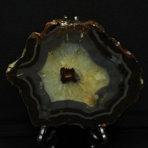 Black Banded and Crystal Agate Slab, Metaphysical Crystals, Polished Turkish Agate Slice, Turkey Slab, Slice Gemstone Lapidary Materials.