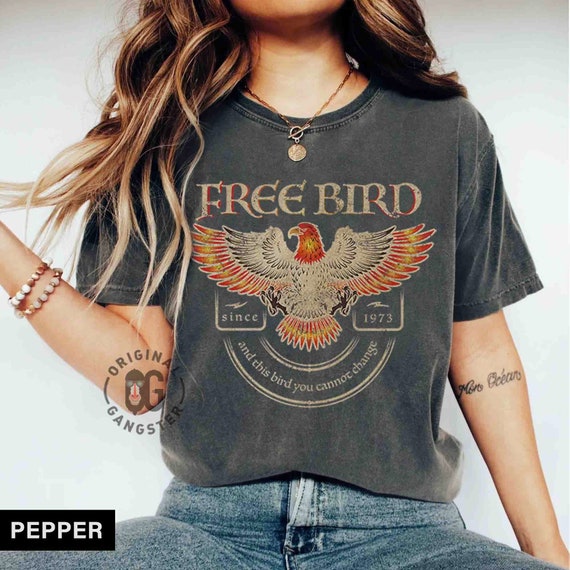 Free Bird Comfort Colors Band Shirt, Oversized Vintage Band Tee