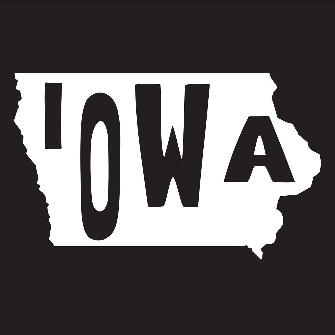 State of Iowa Vinyl Decal Sticker Car Clip Art IA Etsy