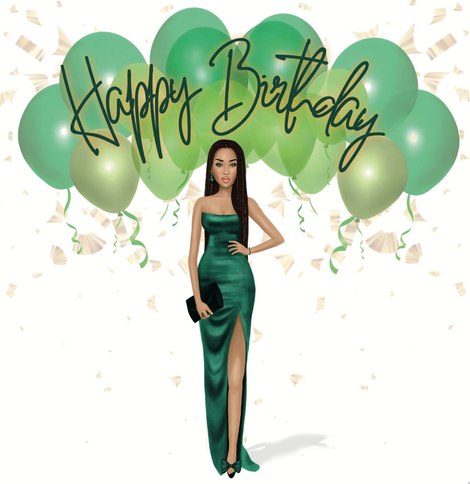 Emerald Diva Happy Birthday Card - Etsy