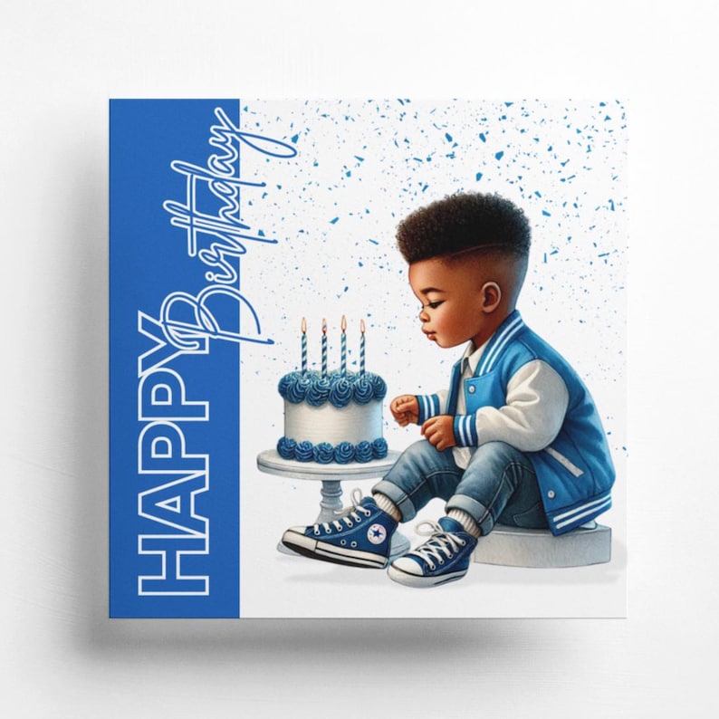 Boy in Blue - Happy Birthday Card - Etsy