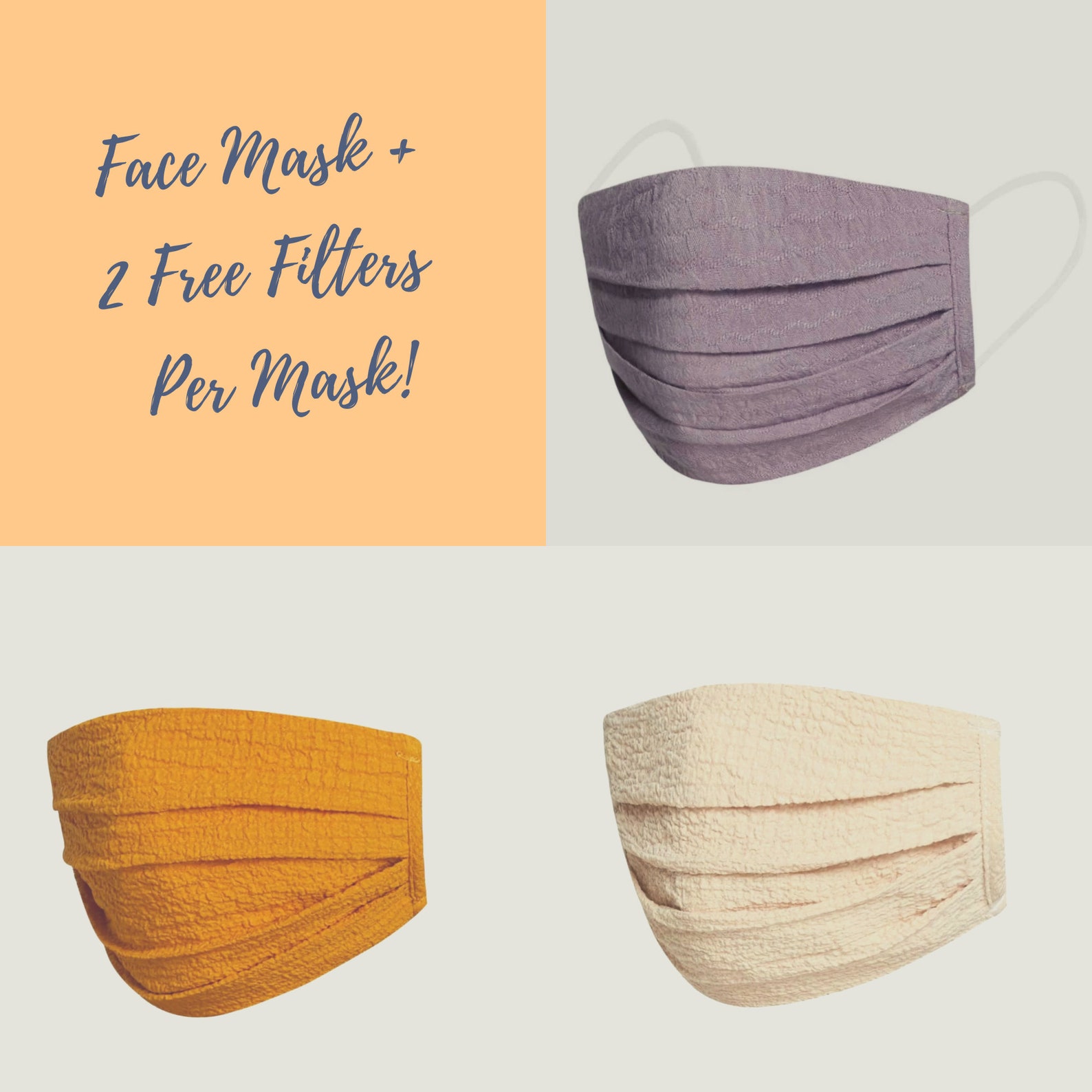2 Filters Face Mask Set Etsy