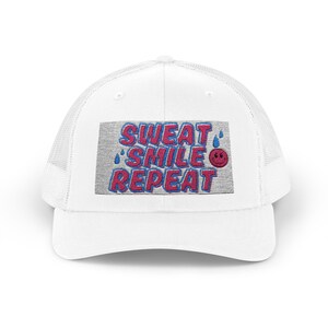Motivational Snapback Cap, Fitness Hat, Sweat Smile Repeat, Activewear Accessory, Gifts for Gym Lovers