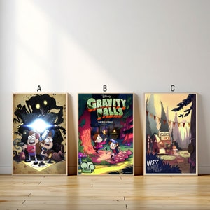 Poster del film Gravity Falls, stampa su tela, dipinto su tela per soggiorno, camera da letto, regalo per fan