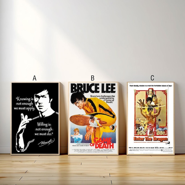 Bruce Lee Movie Poster, Canvas Print, Wall Art Canvas Painting Living Room Bedroom Docor,Fan Gift