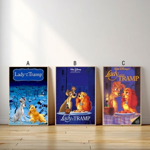 Lady and the Tramp Movie Poster, Canvas Print, Wall Art Canvas Painting Living Room Bedroom Docor,Fan Gift