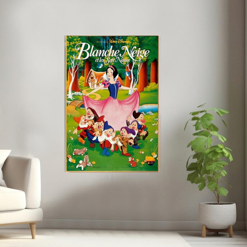 Snow White and the Seven Dwarfs Movie Poster, Canvas Print, Wall Art ...