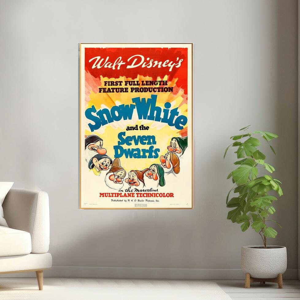 Snow White and the Seven Dwarfs Movie Poster, Canvas Print, Wall Art ...