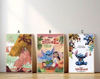 Lilo & Stitch Movie Poster, Canvas Print, Wall Art Canvas Painting Living Room Bedroom Docor,Fan Gift