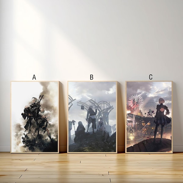 Nier Automata Game Poster, Canvas Print, Wall Art Canvas Painting Living Room Bedroom Docor,Fan Gift