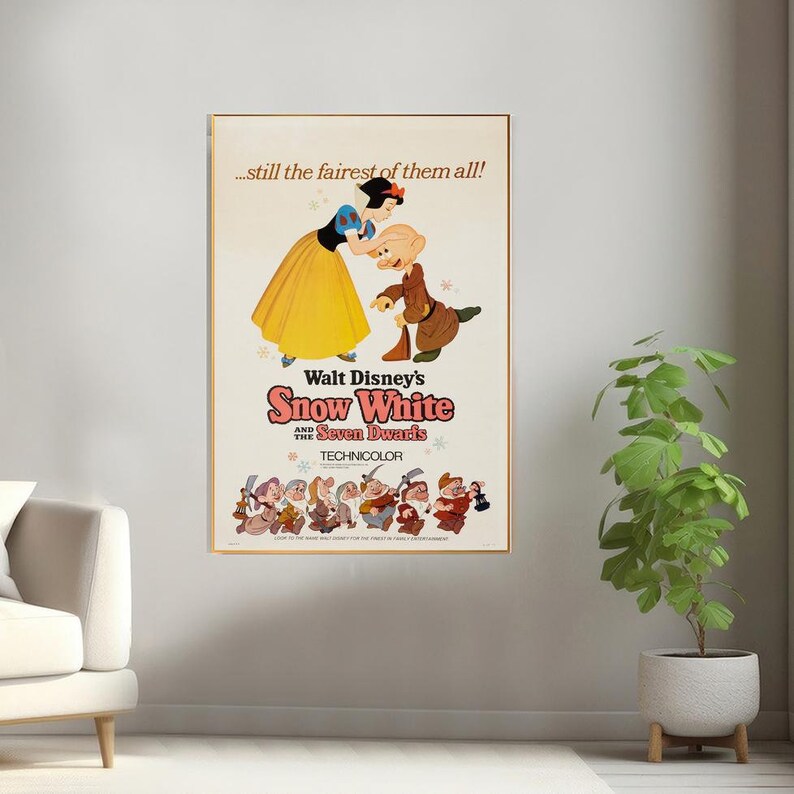 Snow White and the Seven Dwarfs Movie Poster, Canvas Print, Wall Art ...